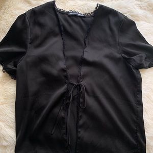 Brandy Melville Silk Tie Up Top